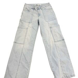 💙 Celebrity Pink Wide Leg Jeans – Light Wash Patch Panel – Size 7 (28x30) 💙